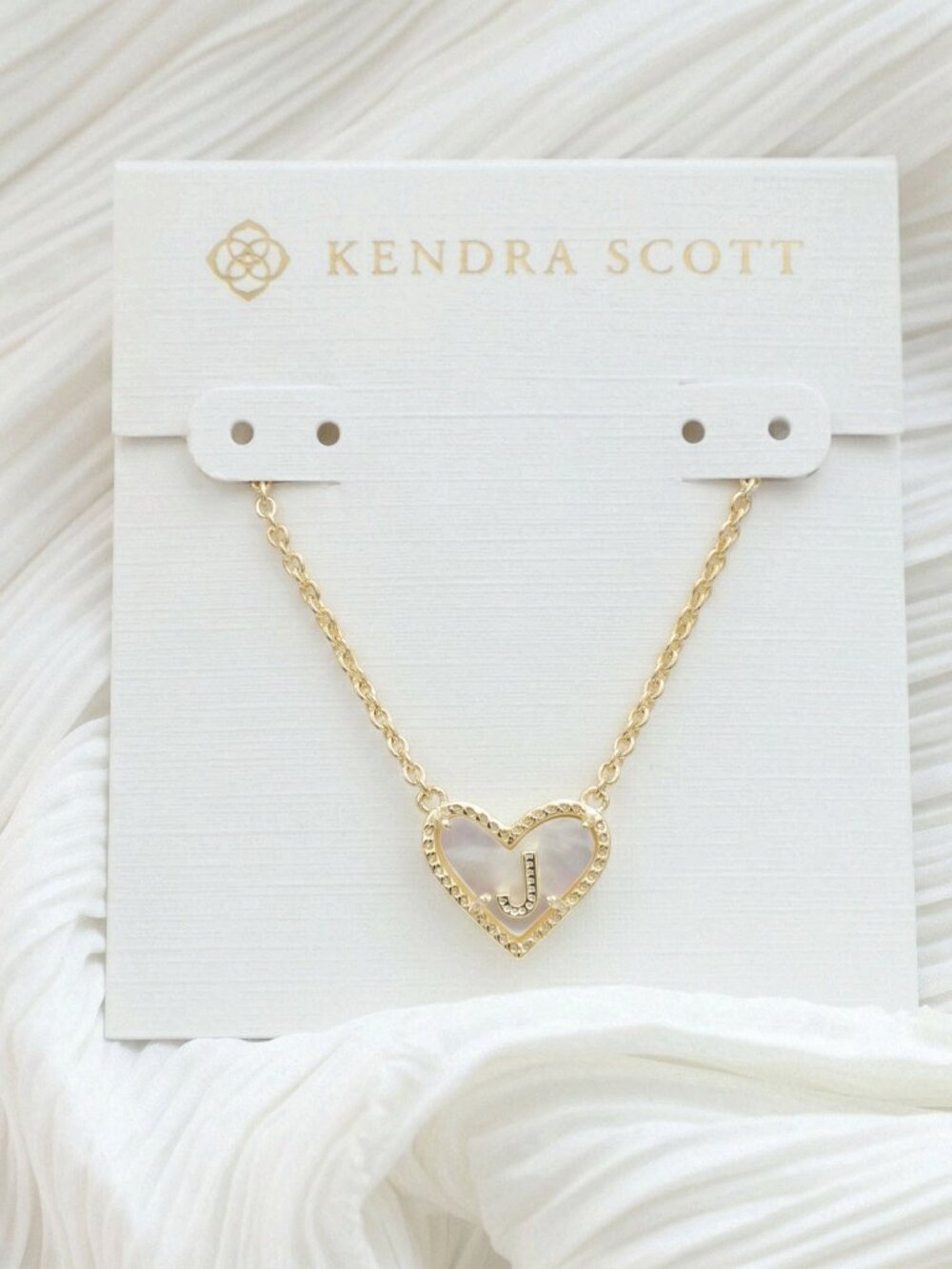 Ari Heart Letter J Gold Mother-of-Pearl Necklace by Kendra Scott